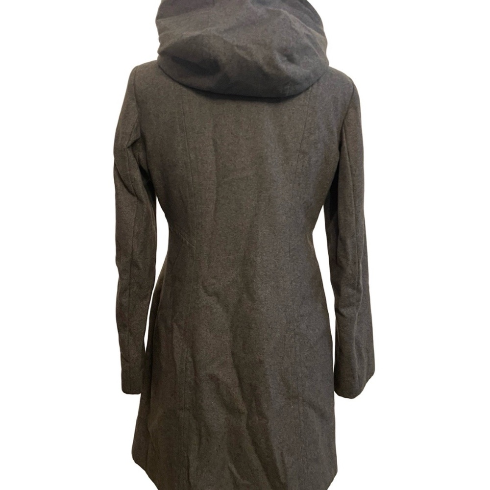 Anne Klein Coat Gray Wool Blend Button Hood Sz Small Peacoat Casual Chic Preppy - Picture 4 of 7